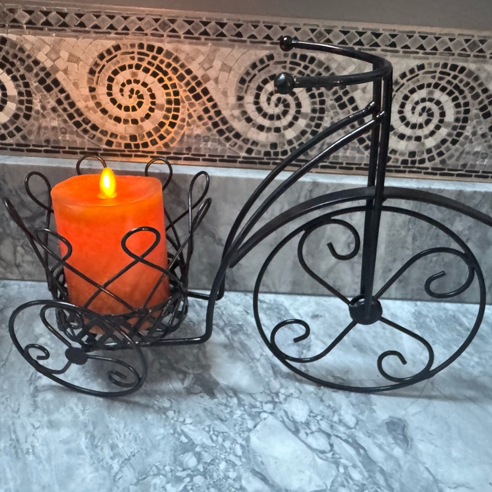 Elegant Black Bicycle Candle or plant holder.
